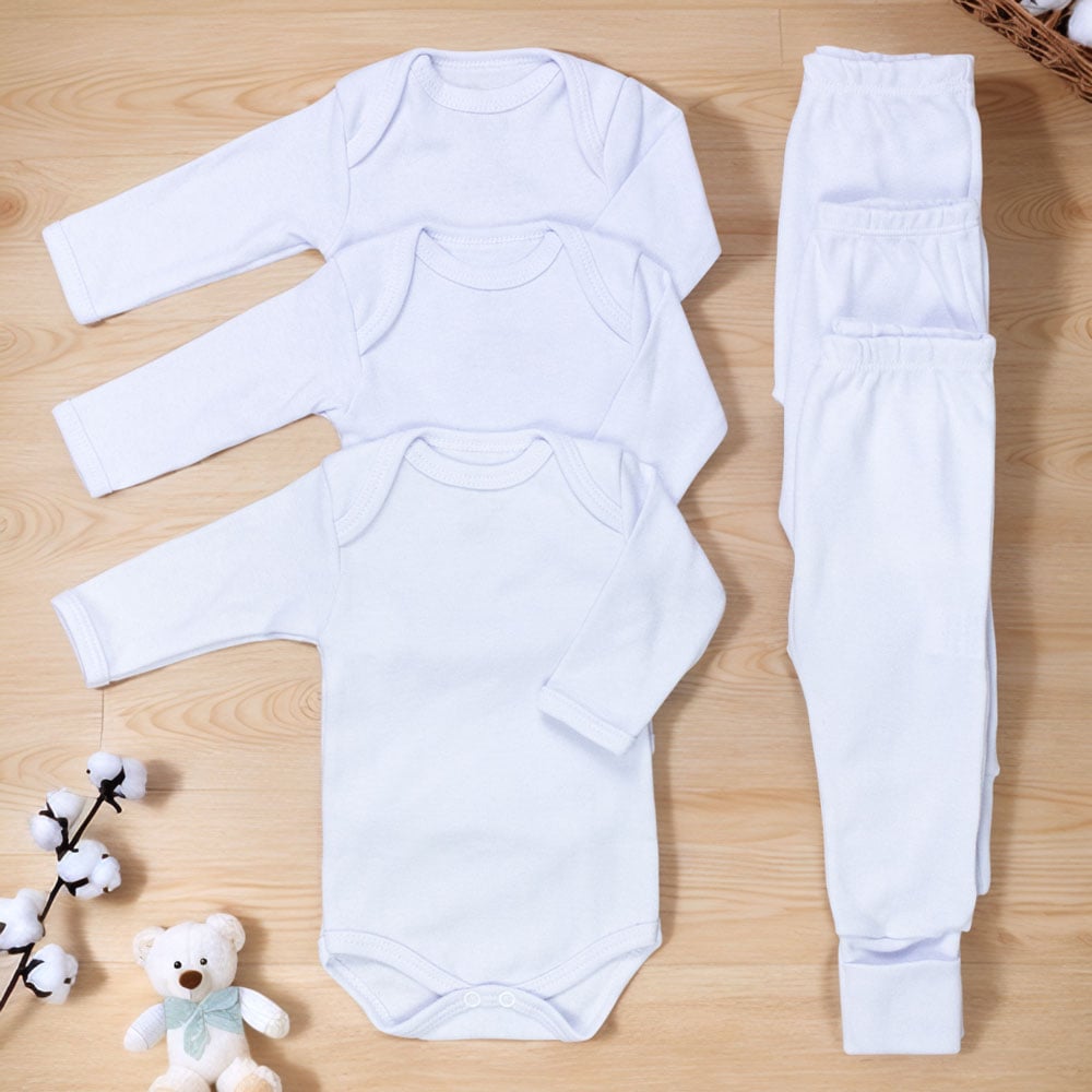 Conjunto 6 Peças - Body Manga Longa E Cal...