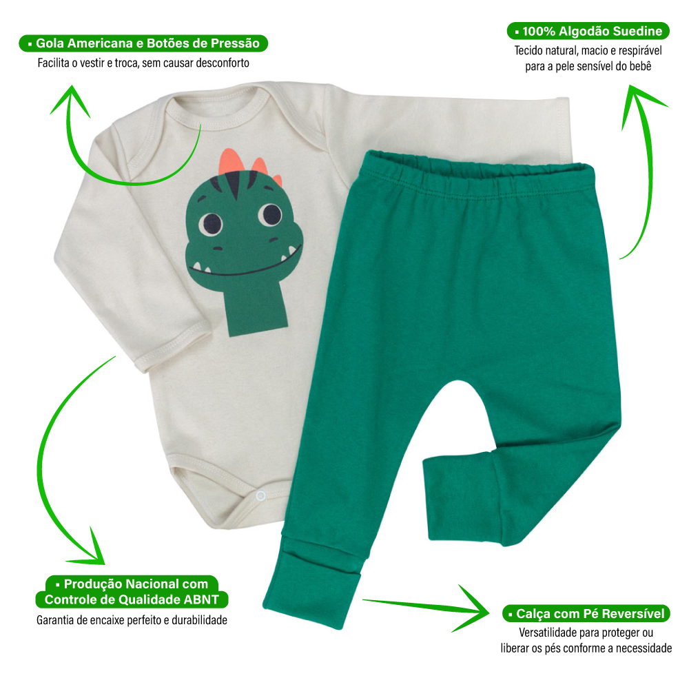 Conjunto Bebê Body E Calça Bichinhos Cari...