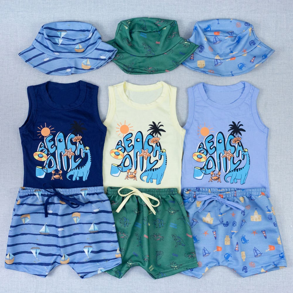 Kit Verão Bebê Regata Estampada, Bermuda ...
