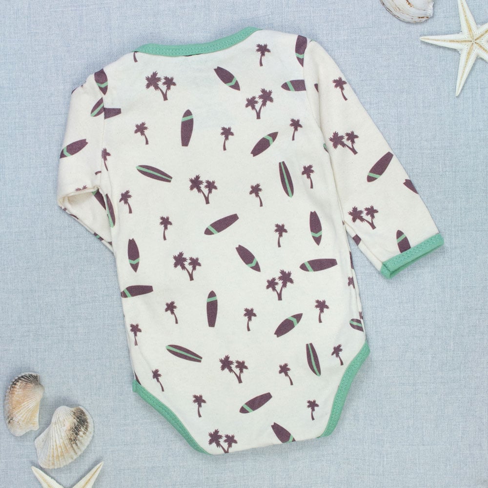 Body Bebê Creme Manga Longa - Estampa Sur...