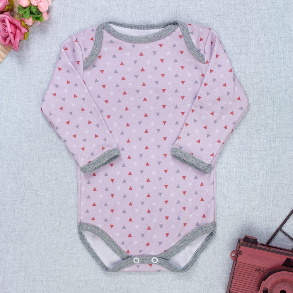 Body Bebê Rosa Manga Longa - Estampa Triâ...