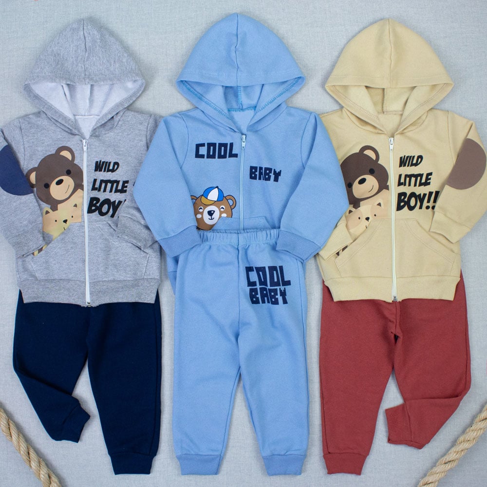 Conjunto Moletom Bebê Menino Com Capuz Zí...