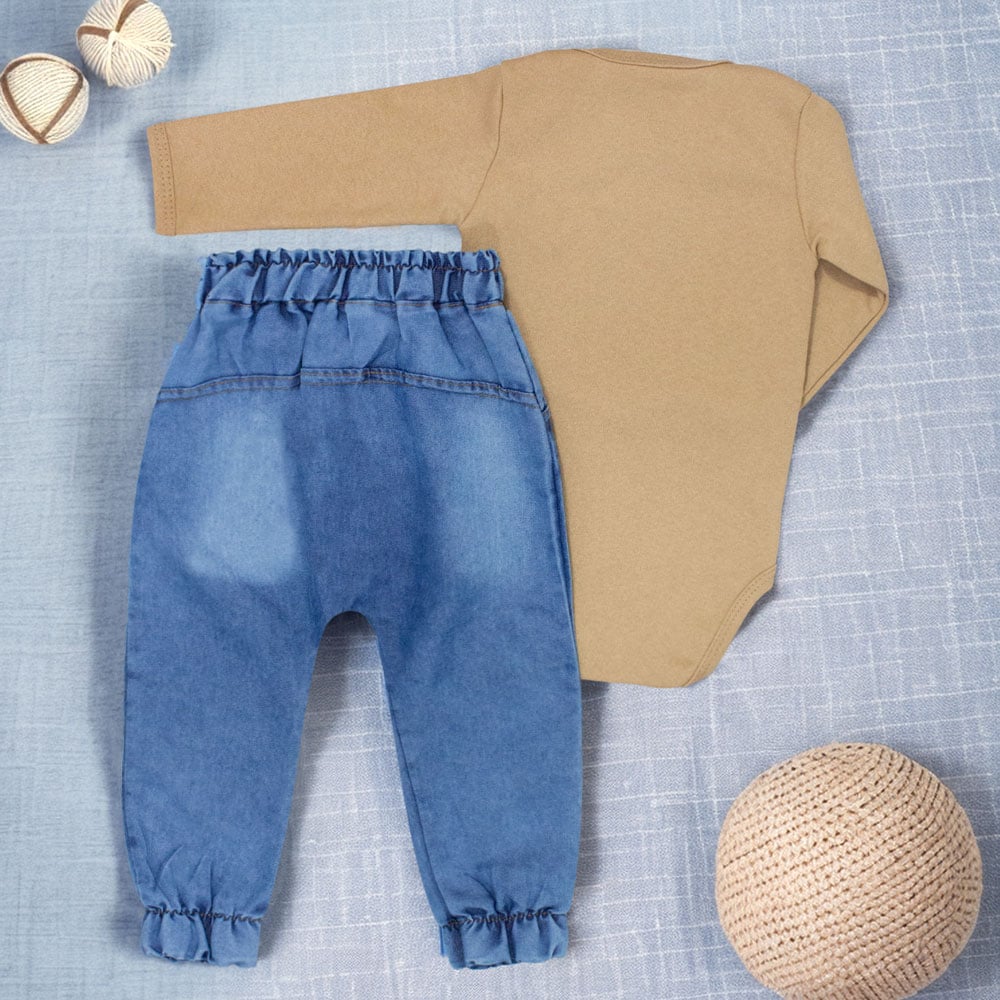 Conjunto Bebê Leãozinho Body Bege Avelã E...