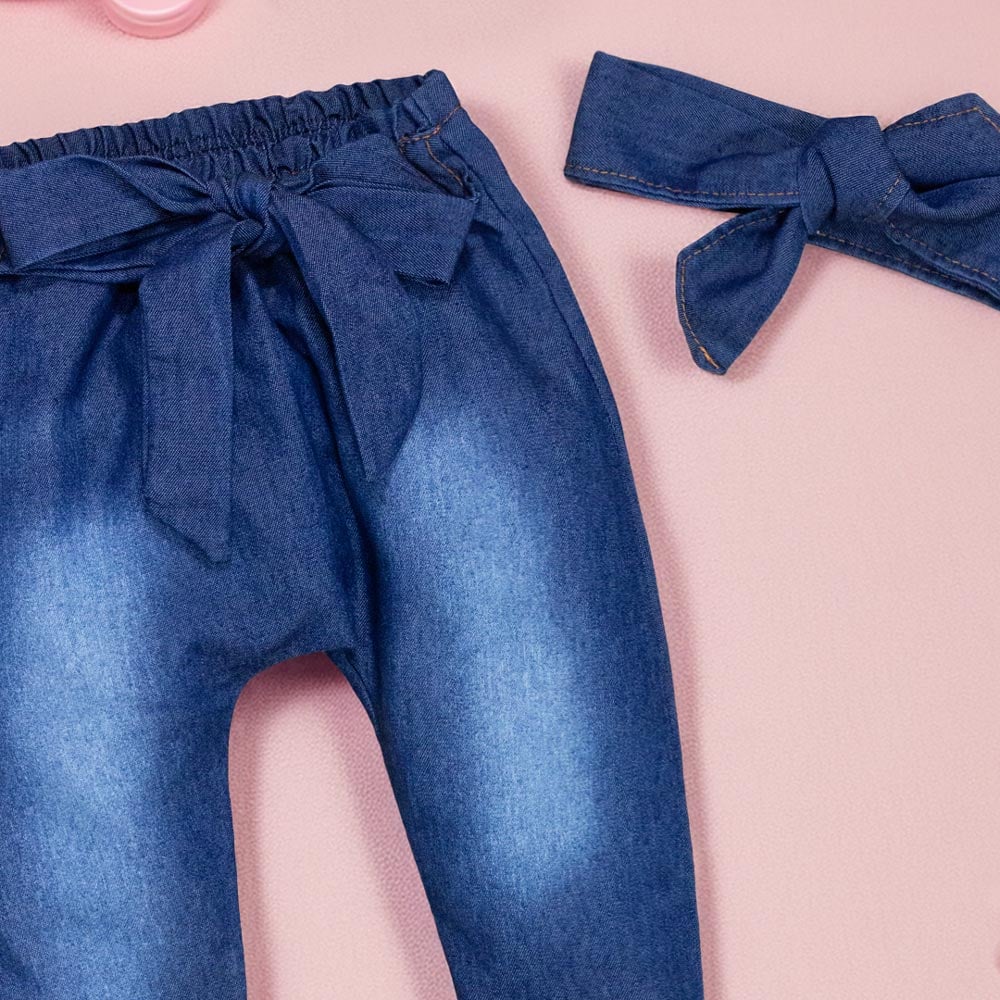 Conjunto Para Bebê Body E Calça Jeans Com...