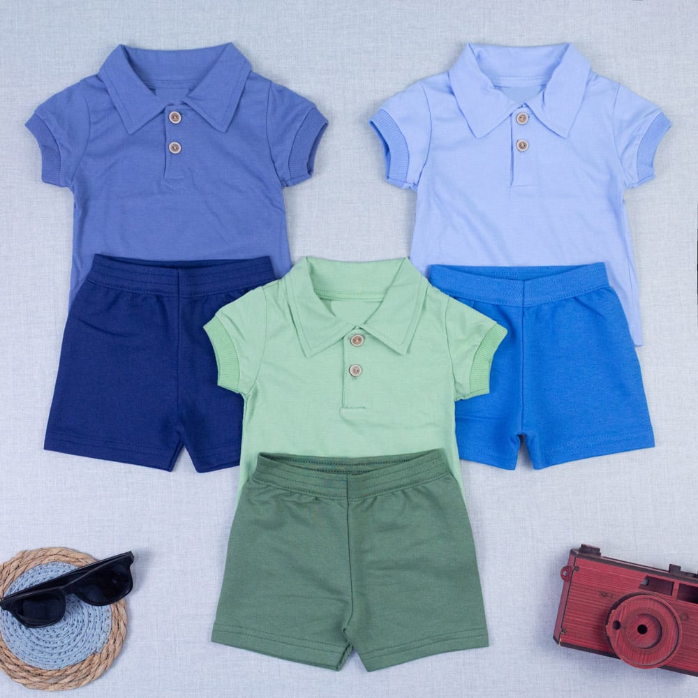 Conjunto Bebê Gola Polo Manga Curta Bermu...