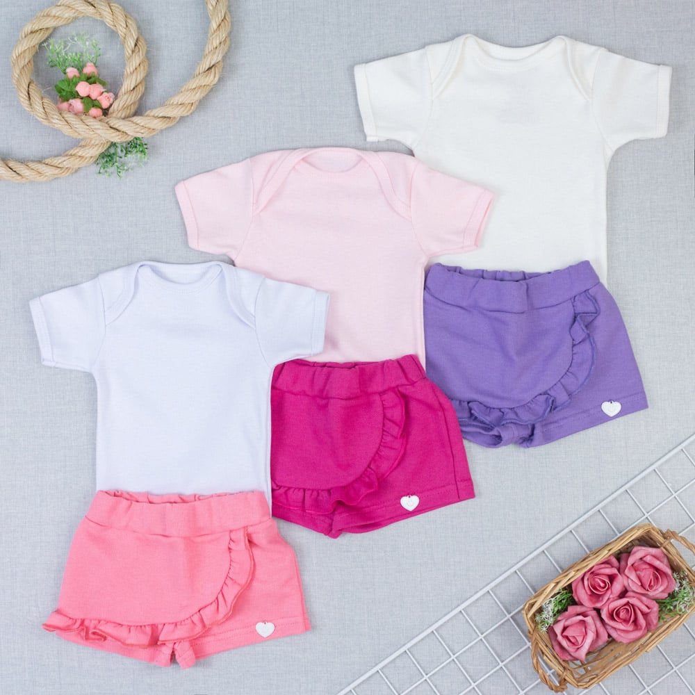 Look Da Bebê Com Body Manga Curta Shorts ...