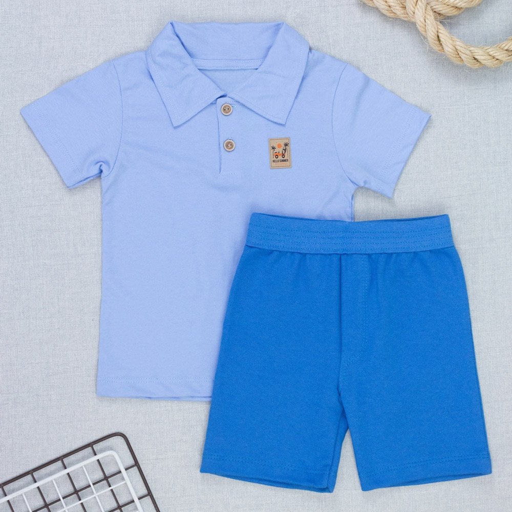 Conjunto Polo Infantil Com Bermuda Elegân...