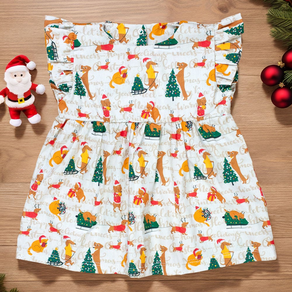 Vestido Para Bebê Tricoline Com Babado Na...