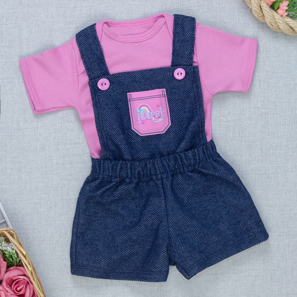 Kit Jardineira E Body Bebê Menina Estilo ...