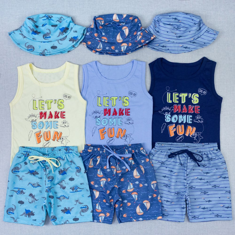 Kit Infantil Regata Bermuda Chapéu Divers...