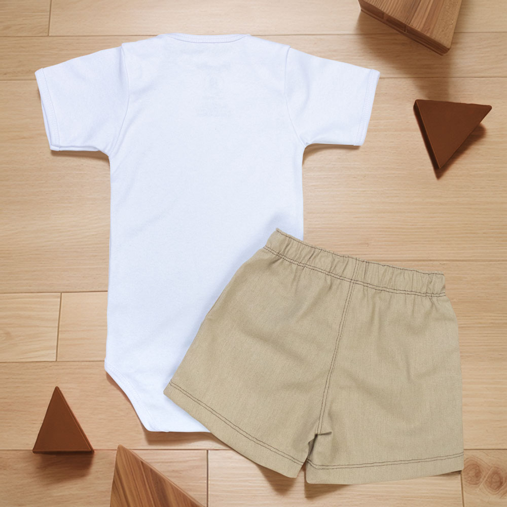 Conjunto Infantil Body E Bermuda Linho Pa...