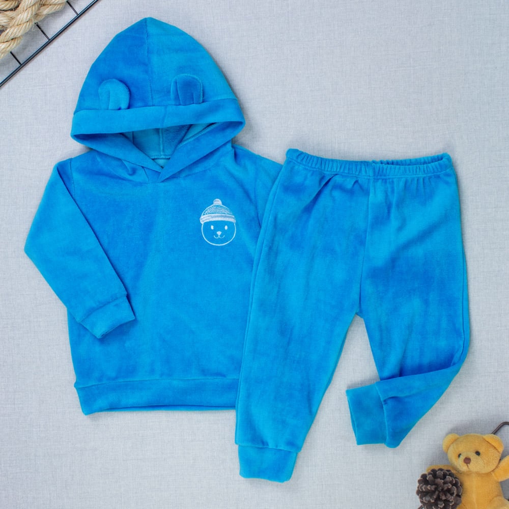 Conjunto Plush Bebê Menino Blusa Com Capu...