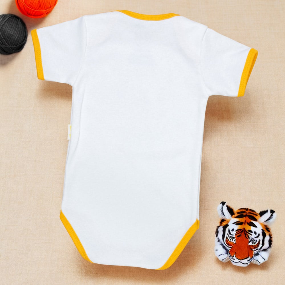 Body Bebê Manga Curta Tigre Creme Confort...