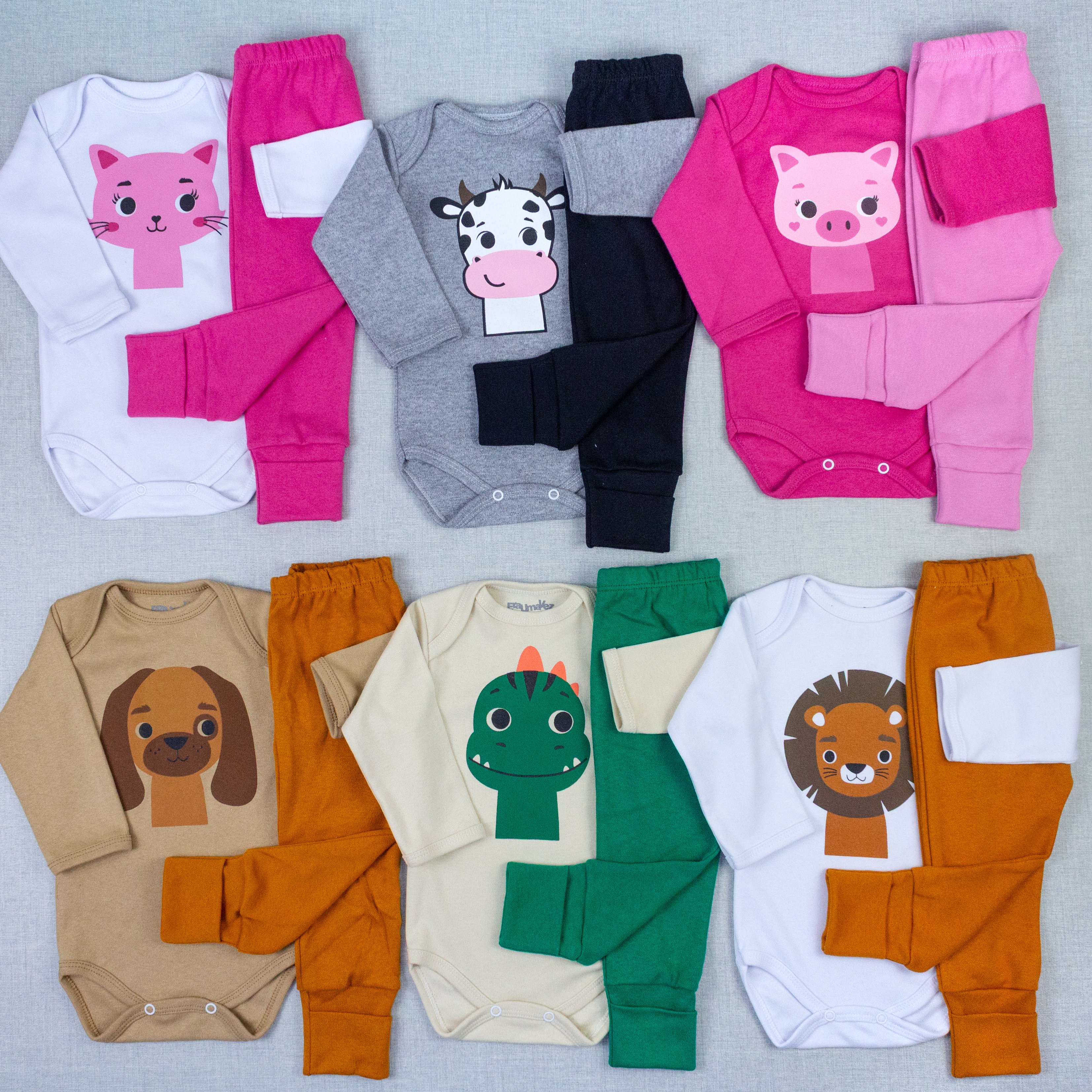 Conjunto Bebê Body E Calça Bichinhos Cari...