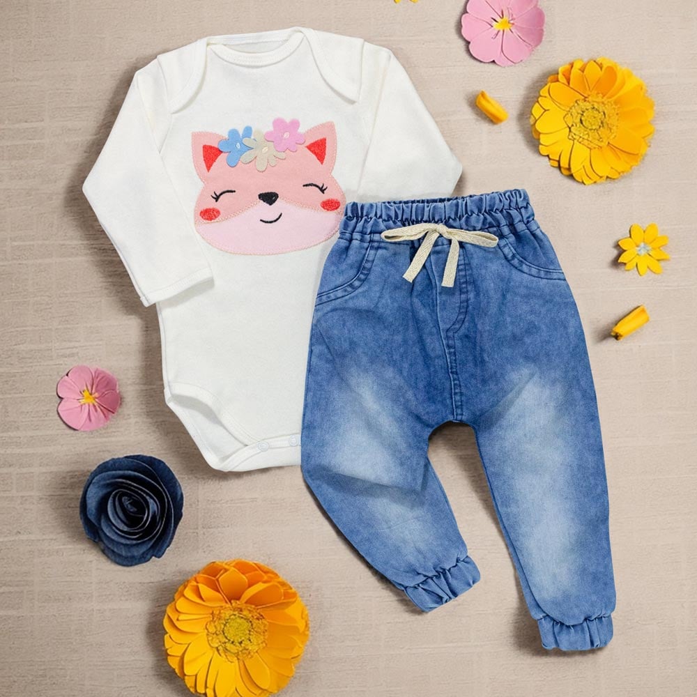 Conjunto Para Bebê Body Bordado E Calça J...