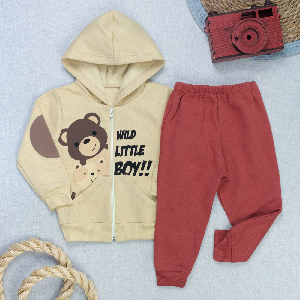 Conjunto Moletom Bebê Menino Com Capuz Zí...